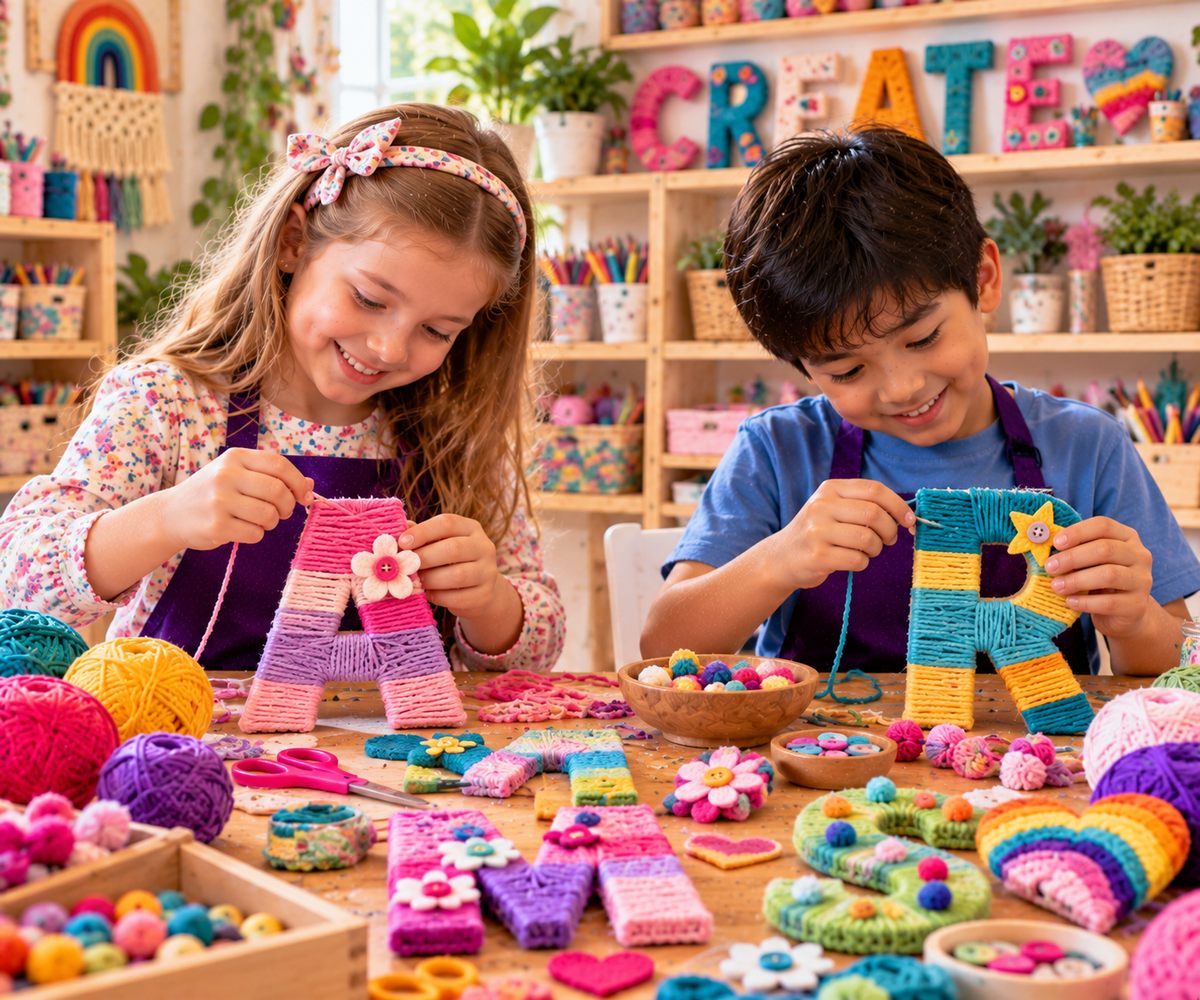 Yarn-Wrapped Decorative Letters